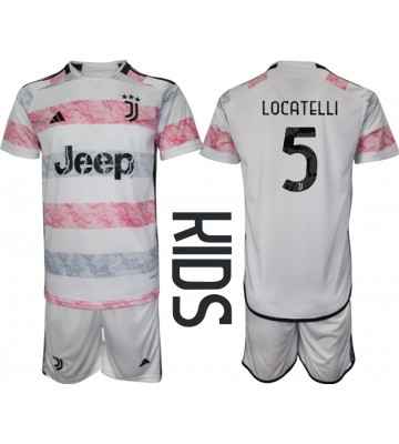 Juventus Manuel Locatelli #5 Bortaställ Barn 2023-24 Kortärmad (+ Korta byxor)